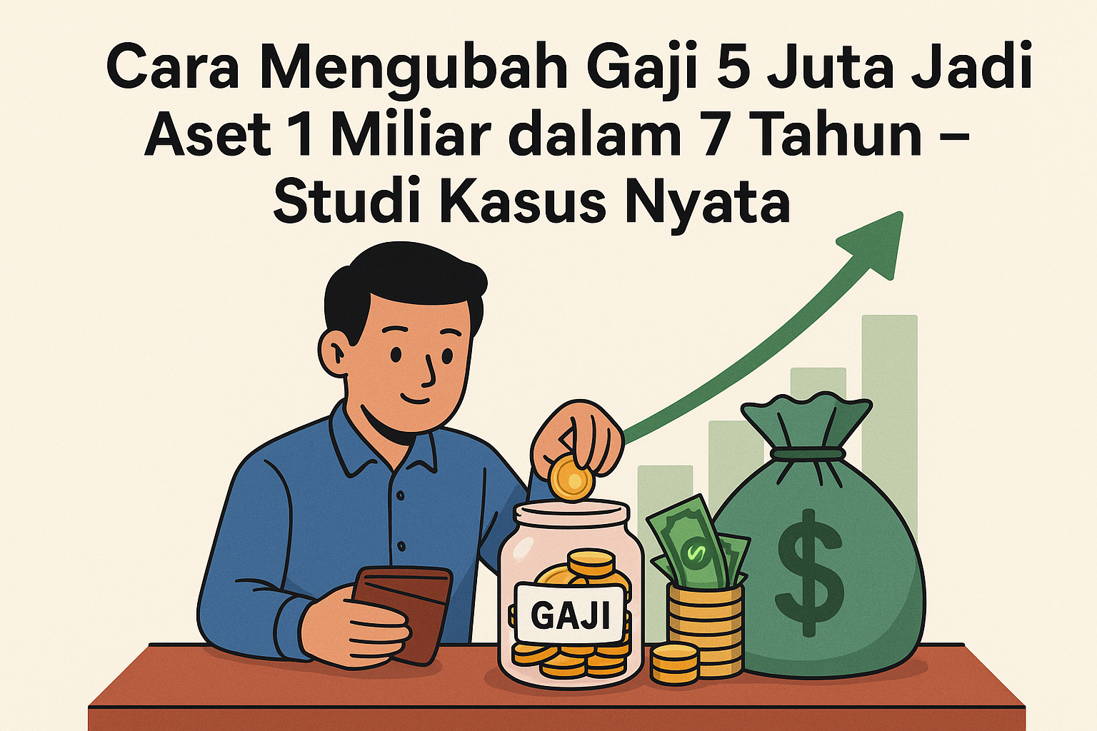 image of Cara Mengubah Gaji 5 Juta Jadi Aset 1 Miliar dalam 7 Tahun – Studi Kasus Nyata